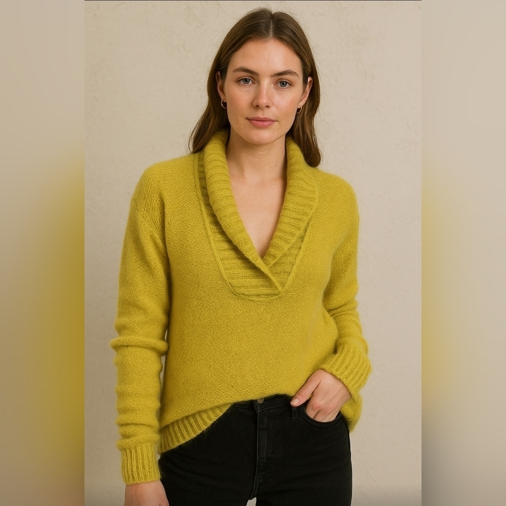J Crew Women's Medium Shawl Collar Pullover Sweater Mohair Y2K Preppy Grunge